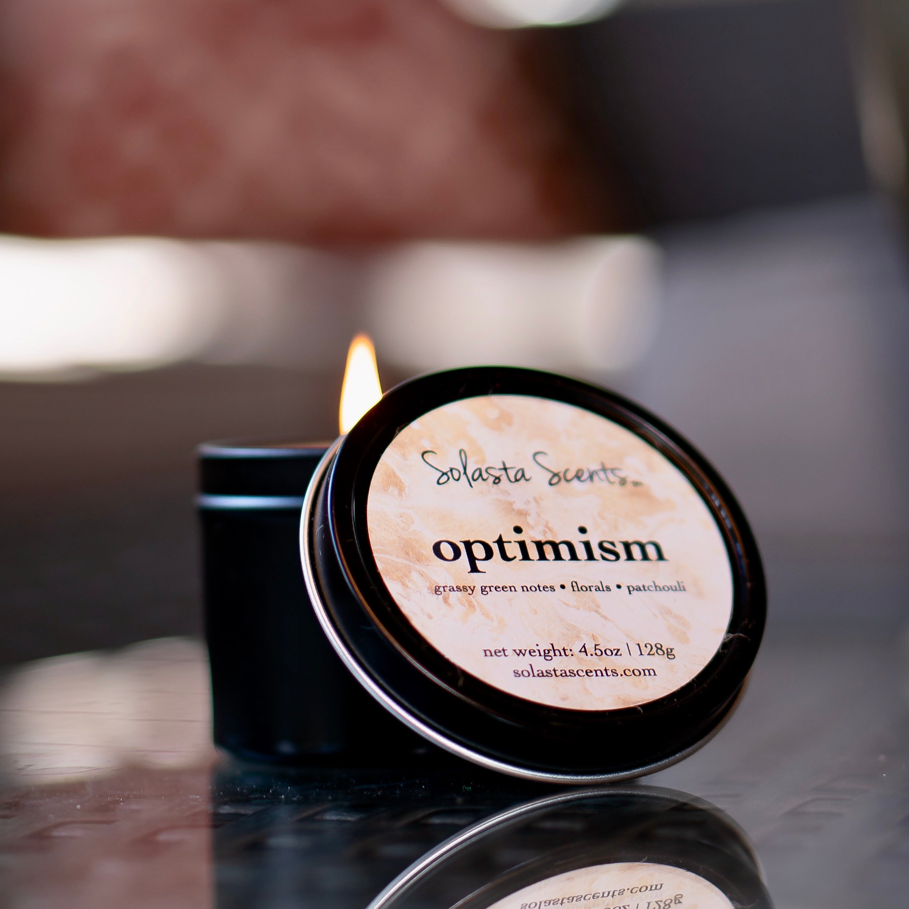 Optimism - Luxury Coconut Wax | Black Travel Candle - Solasta Scents