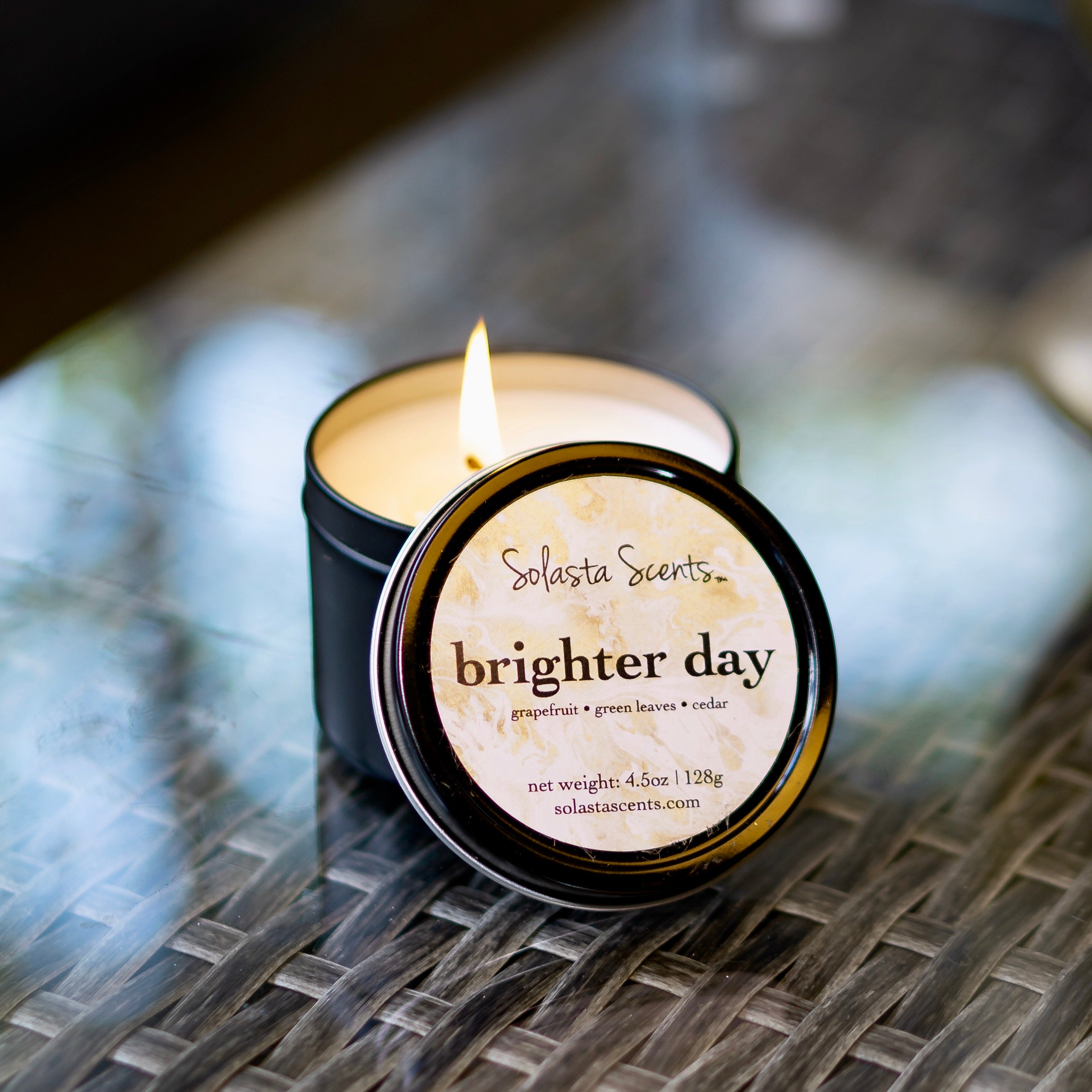 Brighter Day - Luxury Coconut Wax | Black Travel Candle - Solasta Scents