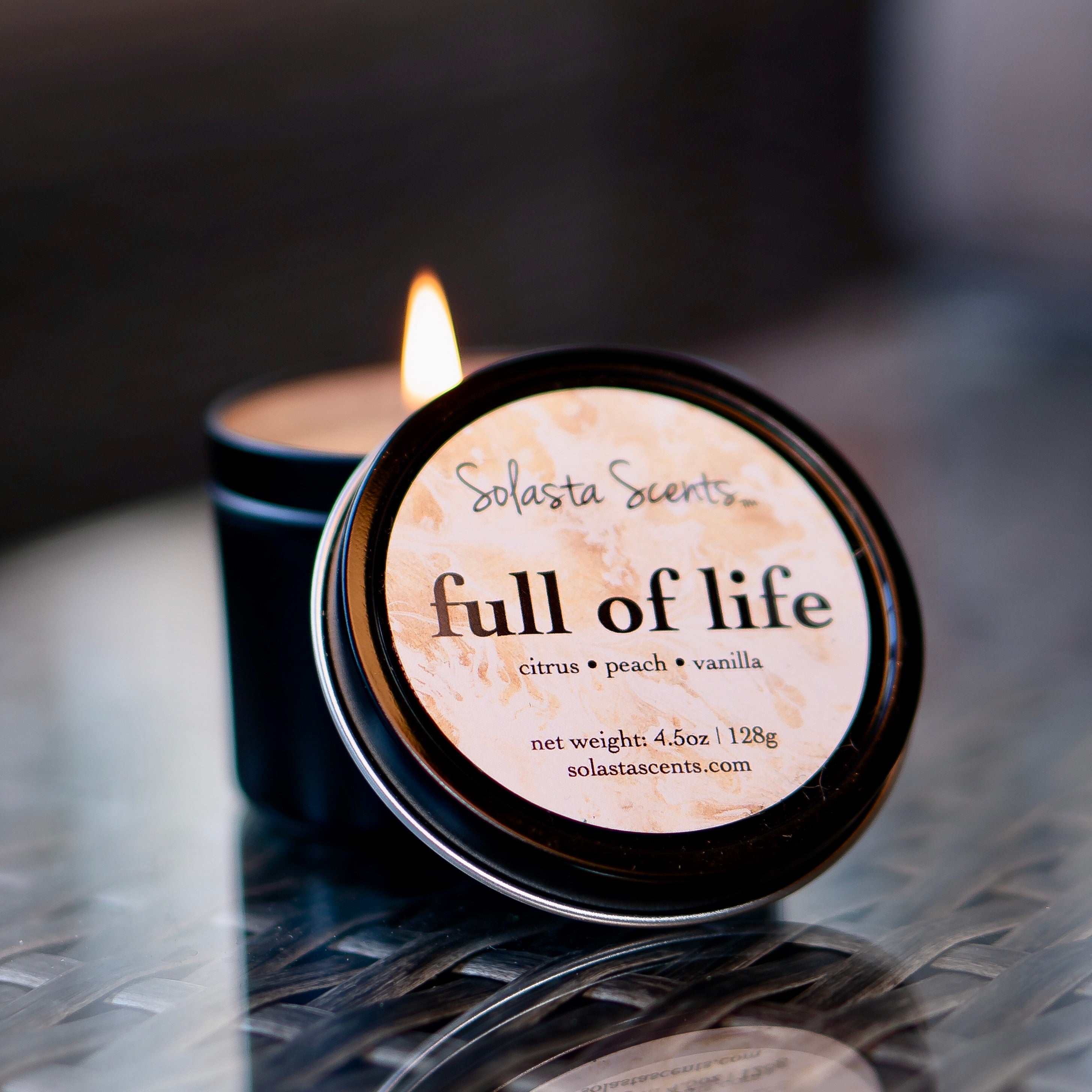 Full of Life - Luxury Coconut Wax | Black Travel Candle - Solasta Scents