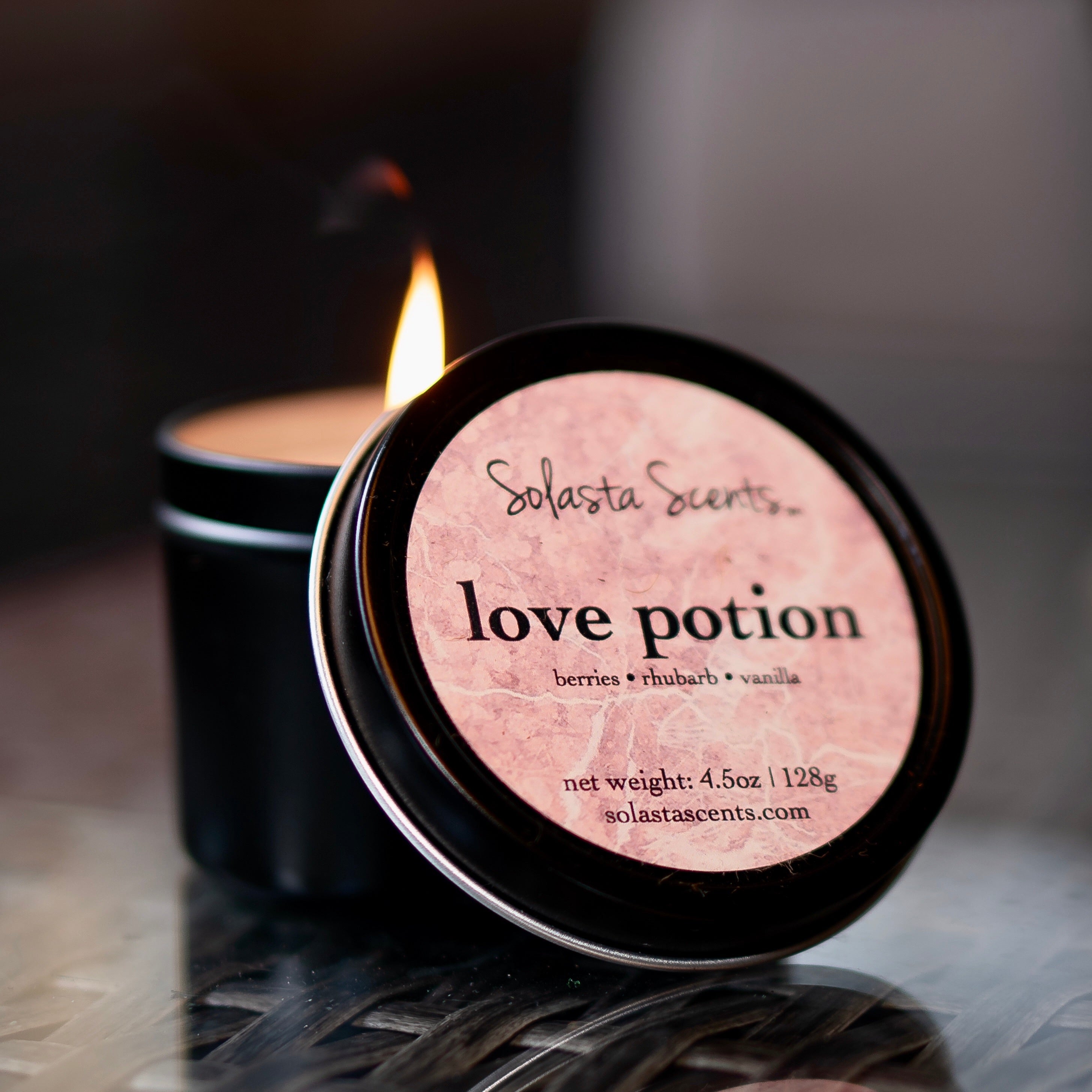 Love Potion - Luxury Coconut Wax | Black Travel Candle - Solasta Scents