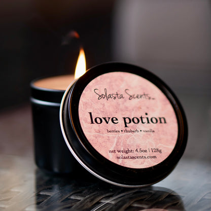 Love Potion - Luxury Coconut Wax | Black Travel Candle - Solasta Scents