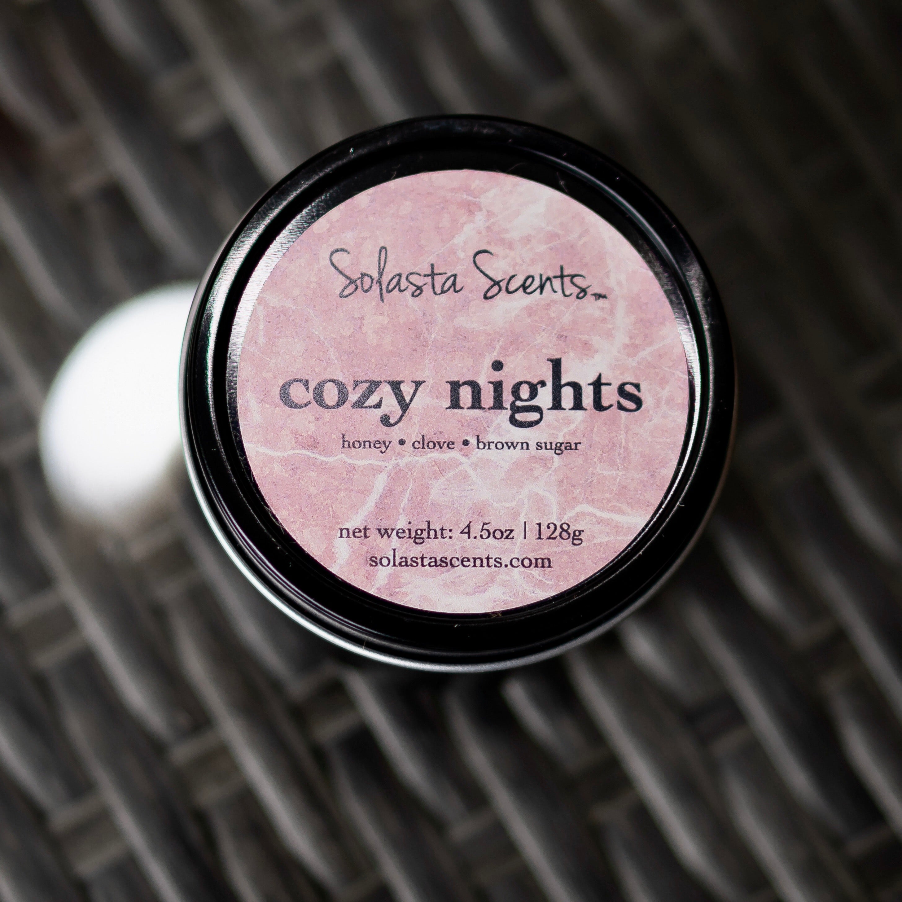 Cozy Nights - Luxury Coconut Wax | Black Travel Candle - Solasta Scents