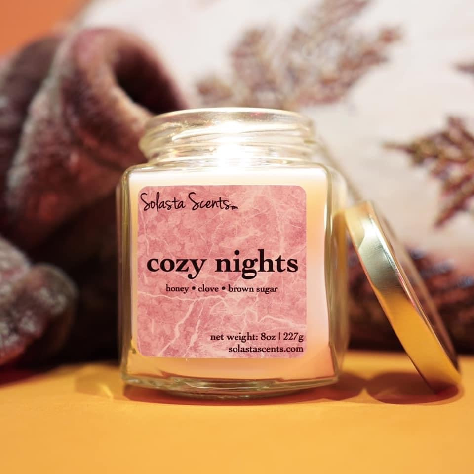 Cozy Nights - Luxury Coconut Wax | Wooden Wick Candle - Solasta Scents