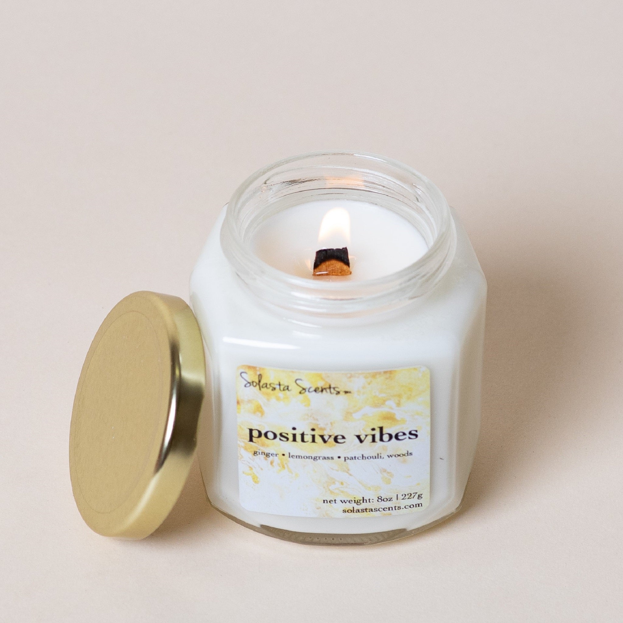 Positive Vibes - Luxury Coconut Wax | Wooden Wick Candle - Solasta Scents