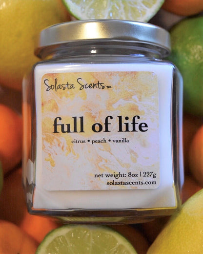 Full of Life - Luxury Coconut Wax | Wooden Wick Candle - Solasta Scents