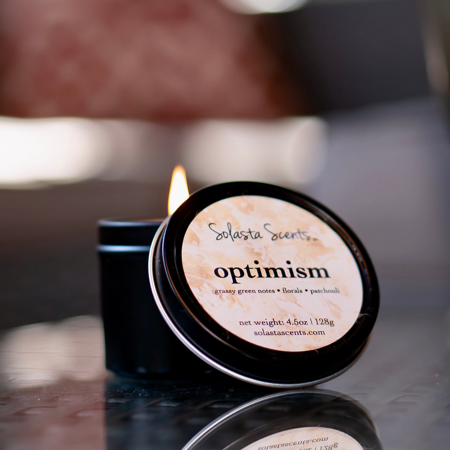 Optimism - Luxury Coconut Wax | Black Travel Candle - Solasta Scents