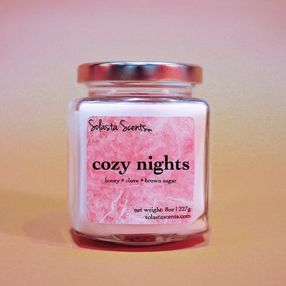 Cozy Nights - Luxury Coconut Wax | Wooden Wick Candle - Solasta Scents