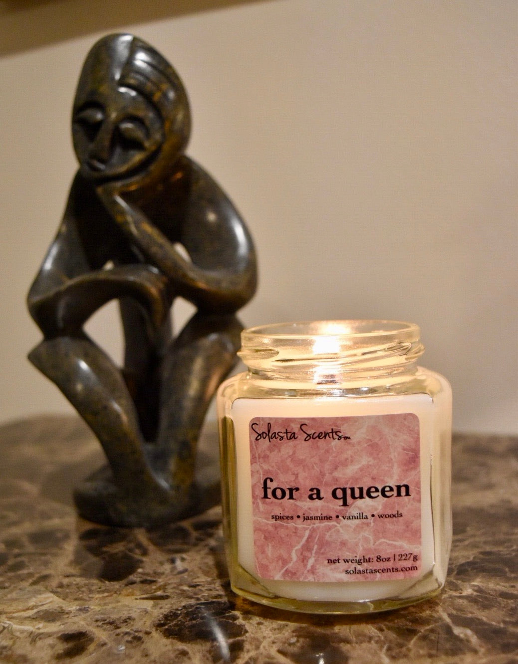 For a Queen - Luxury Coconut Wax | Wooden Wick Candle - Solasta Scents