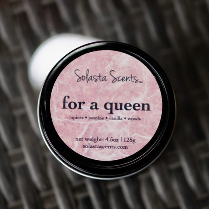 For a Queen - Luxury Coconut Wax | Black Travel Candle - Solasta Scents